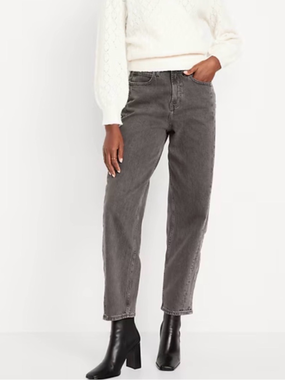 Old Navy High Rise Baggy Barrel Leg Jeans Wide Gray Old Money Minimalist Capsule